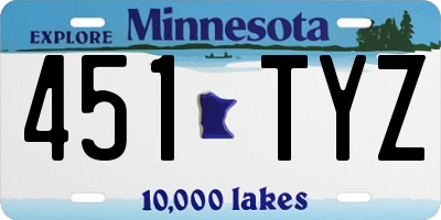 MN license plate 451TYZ