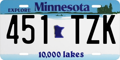MN license plate 451TZK