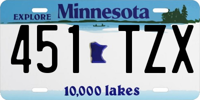 MN license plate 451TZX