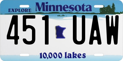 MN license plate 451UAW