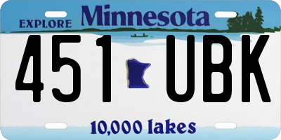MN license plate 451UBK