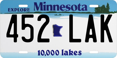 MN license plate 452LAK