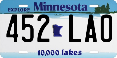 MN license plate 452LAO