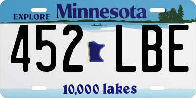 MN license plate 452LBE