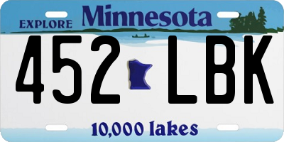 MN license plate 452LBK