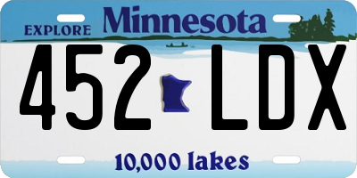 MN license plate 452LDX
