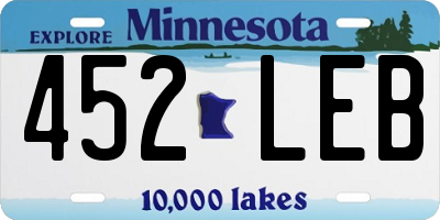 MN license plate 452LEB