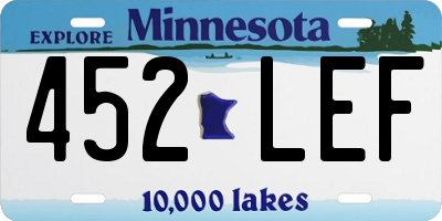 MN license plate 452LEF