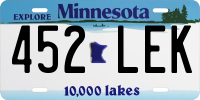 MN license plate 452LEK