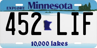 MN license plate 452LIF