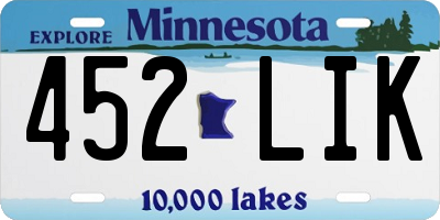 MN license plate 452LIK