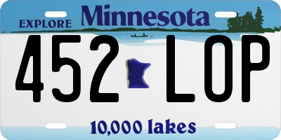 MN license plate 452LOP