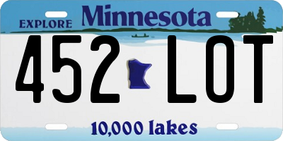 MN license plate 452LOT