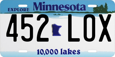 MN license plate 452LOX