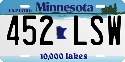 MN license plate 452LSW
