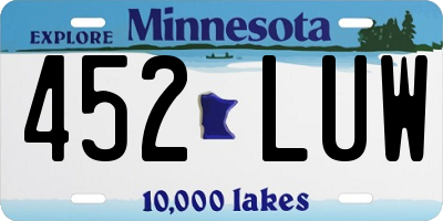 MN license plate 452LUW