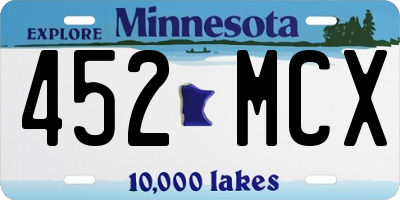 MN license plate 452MCX