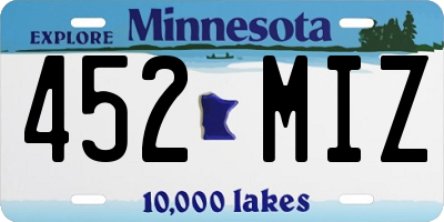 MN license plate 452MIZ