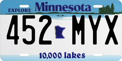 MN license plate 452MYX