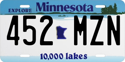 MN license plate 452MZN