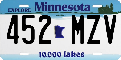 MN license plate 452MZV