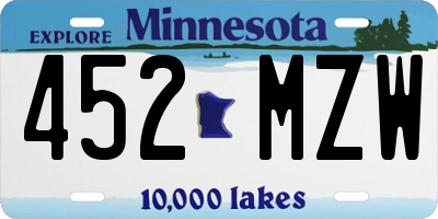 MN license plate 452MZW