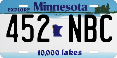 MN license plate 452NBC