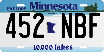MN license plate 452NBF