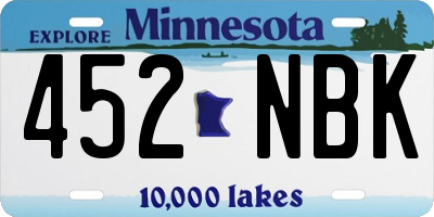 MN license plate 452NBK