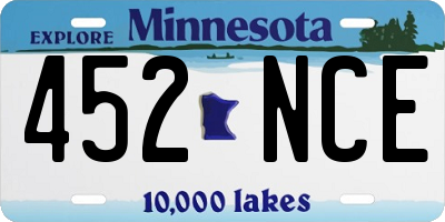 MN license plate 452NCE