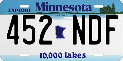 MN license plate 452NDF