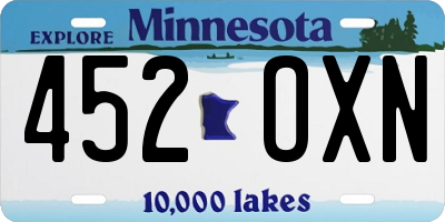 MN license plate 452OXN