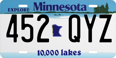 MN license plate 452QYZ