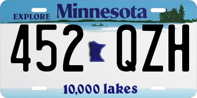 MN license plate 452QZH