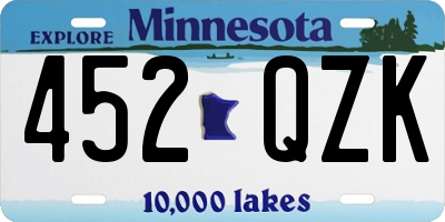 MN license plate 452QZK