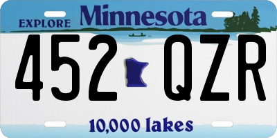 MN license plate 452QZR