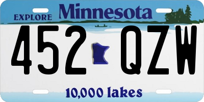 MN license plate 452QZW