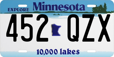 MN license plate 452QZX