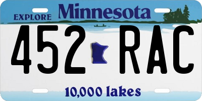 MN license plate 452RAC
