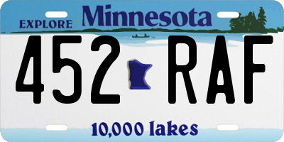 MN license plate 452RAF