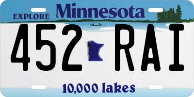 MN license plate 452RAI
