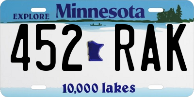 MN license plate 452RAK