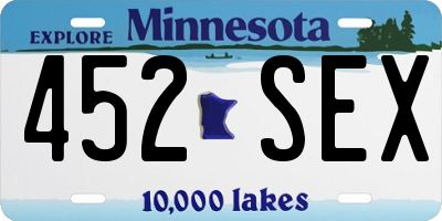 MN license plate 452SEX