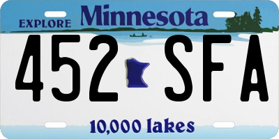 MN license plate 452SFA