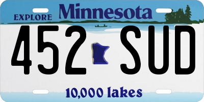 MN license plate 452SUD