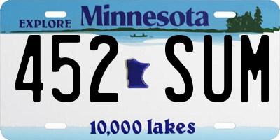 MN license plate 452SUM