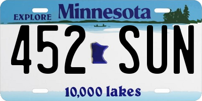 MN license plate 452SUN