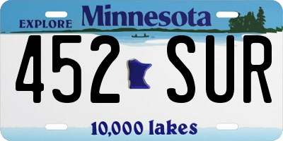 MN license plate 452SUR