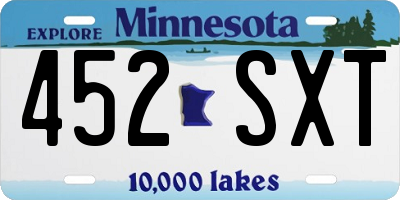MN license plate 452SXT