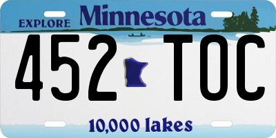 MN license plate 452TOC